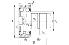 螺栓型滾輪 KR5207-2RS, 雙列，兩側唇密封