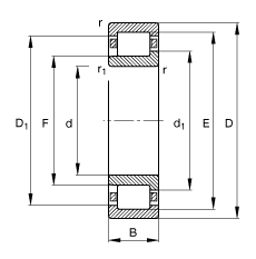 圓柱滾子軸承 NJ330-E-M1, 根據(jù) DIN 5412-1 標(biāo)準(zhǔn)的主要尺寸, 半定位軸承, 可分離, 帶保持架