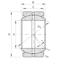 關節軸承 GE44-ZO, 根據 DIN ISO 12 240-1 標準，英制尺寸，需維護