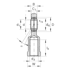 桿端軸承 GIR25-DO, 根據 DIN ISO 12 240-4 標準，帶右旋內螺紋，需維護