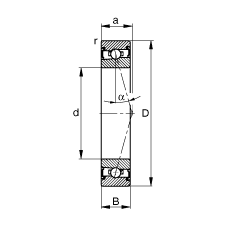 主軸軸承 HSS7020-C-T-P4S, 調(diào)節(jié)，成對(duì)安裝，接觸角 α = 15°，兩側(cè)唇密封，非接觸，加嚴(yán)公差