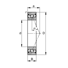 主軸軸承 HSS71902-E-T-P4S, 調節，成對安裝，接觸角 α = 25°，兩側唇密封，非接觸，限制公差
