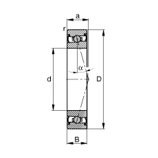 主軸軸承 HCS7001-C-T-P4S, 調節，成對安裝，接觸角 α = 15°，兩側唇密封，非接觸，限制公差