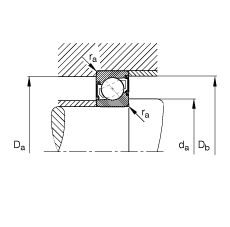 角接觸球軸承 7006-B-2RS-TVP, 接觸角 α = 40°, 兩側唇密封