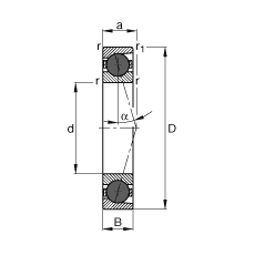 主軸軸承 HCB71917-C-T-P4S, 調(diào)節(jié)，成對或單元安裝，接觸角 α = 15°，陶瓷球，限制公差