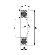 主軸軸承 HCB7018-E-T-P4S, 調(diào)節(jié)，成對或單元安裝，接觸角 α = 25°，陶瓷球，限制公差