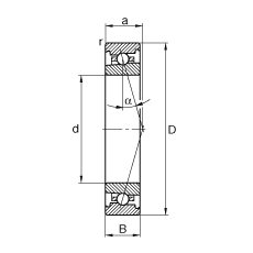 主軸軸承 HS7017-C-T-P4S, 調節，成對安裝，接觸角 α = 15°，限制公差