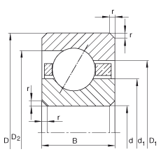 薄截面軸承 CSEB060, 角接觸球軸承，類型E，運行溫度 -54°C 到 +120°C